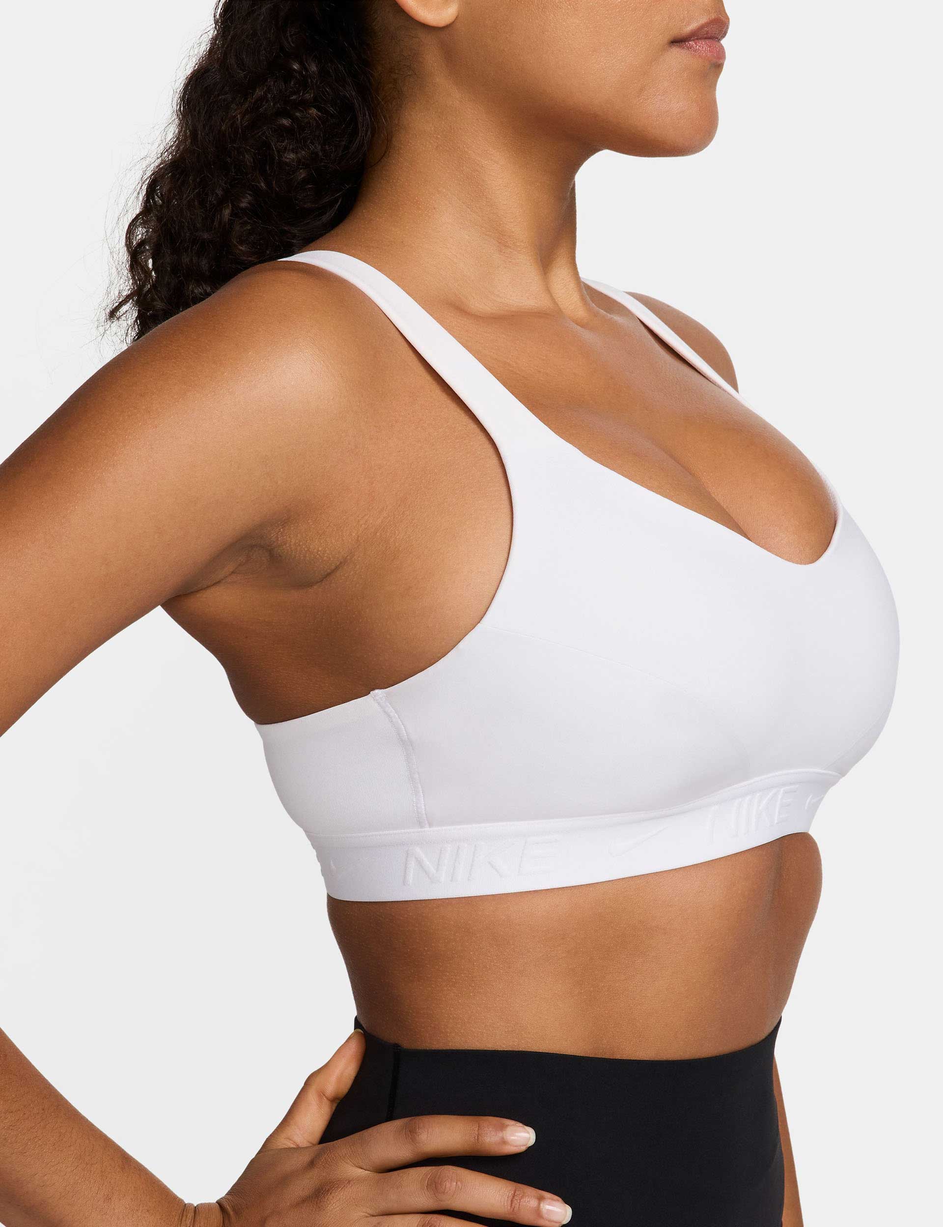 Indy High Support Sports Bra for Women - Breathable & Comfortable Workout Top in White/Stone Mauve - Perfect for Running, Yoga & Gym