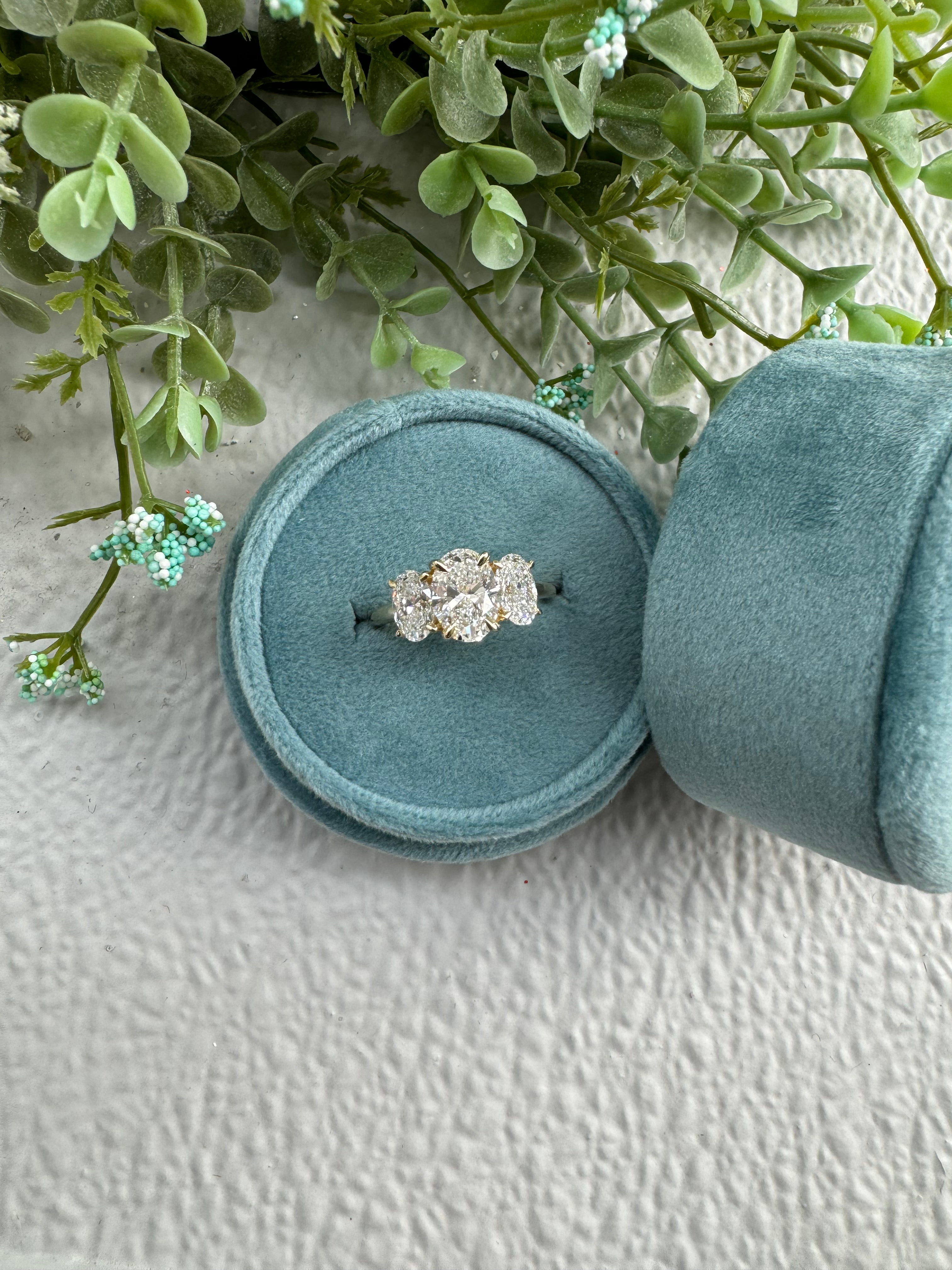 Cassie Three Stone Engagement Ring - 14K White Gold Diamond Ring for Women | Perfect Proposal, Wedding, Anniversary Gift