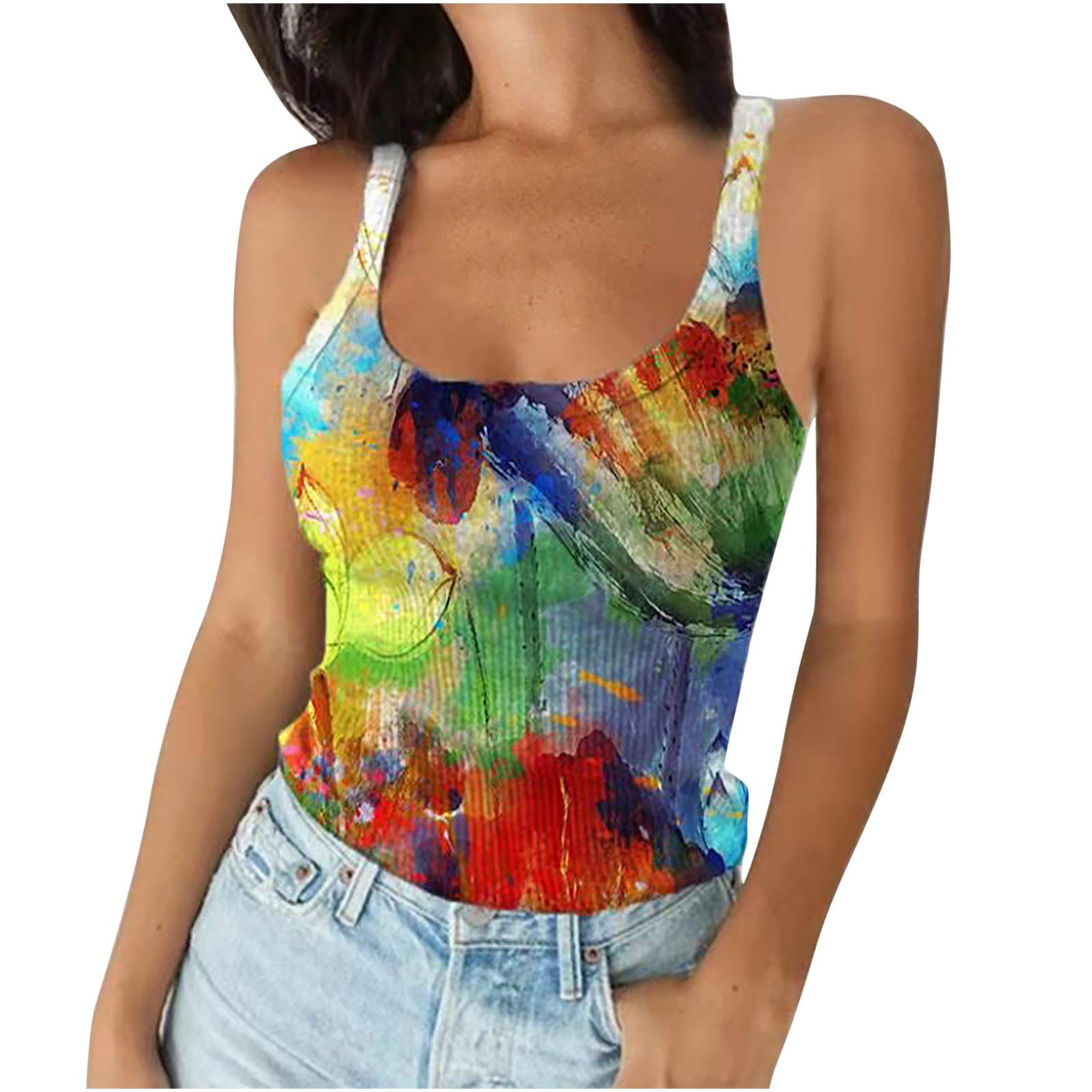 Floral Printed Plus Size Tank Tops for Women - Breathable Summer Workout Tops & Casual Wear - Perfect for Gym, Yoga, Beach & Everyday Outfits