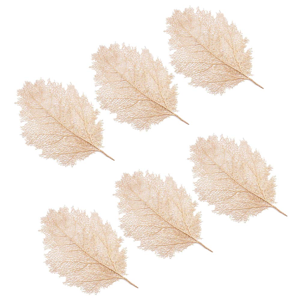 6-Piece Modern Christmas Table Place Mats Set - Heat Insulation Gold Leaf Design Holiday Dining Decor for Xmas, Thanksgiving & Dinner Parties