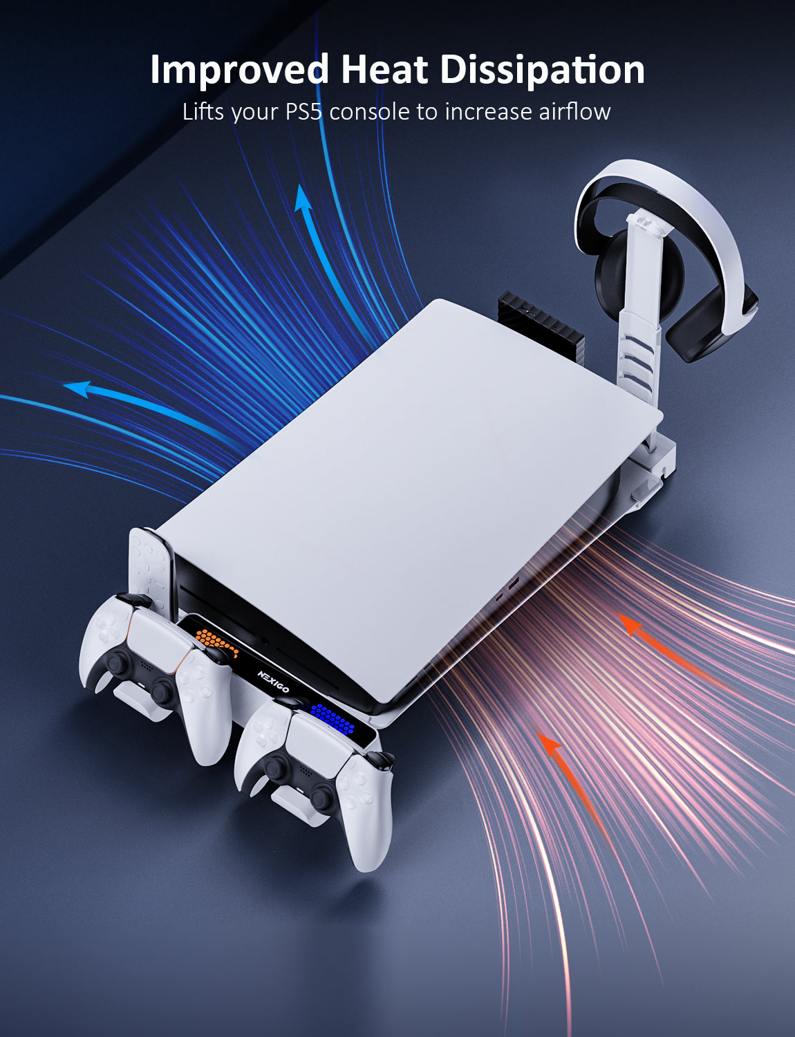 NexiGo PS5 Modular Gaming System with Dual Controller Charger Station - Perfect for PlayStation 5 Console Accessories and Multiplayer Gaming Setup