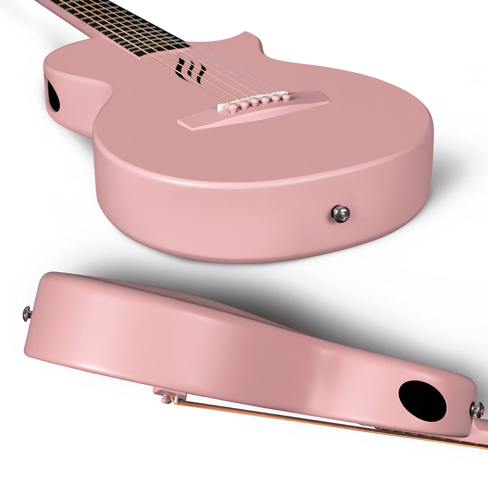Enya Nova Go 1/2 Size Carbon Fiber Acoustic Guitar - Travel & Beginner Friendly with Starter Kit (Pink) | Includes Gig Bag, Strap & Cleaning Cloth | Perfect for Camping, Beach Trips & Small Hands Learning Guitar