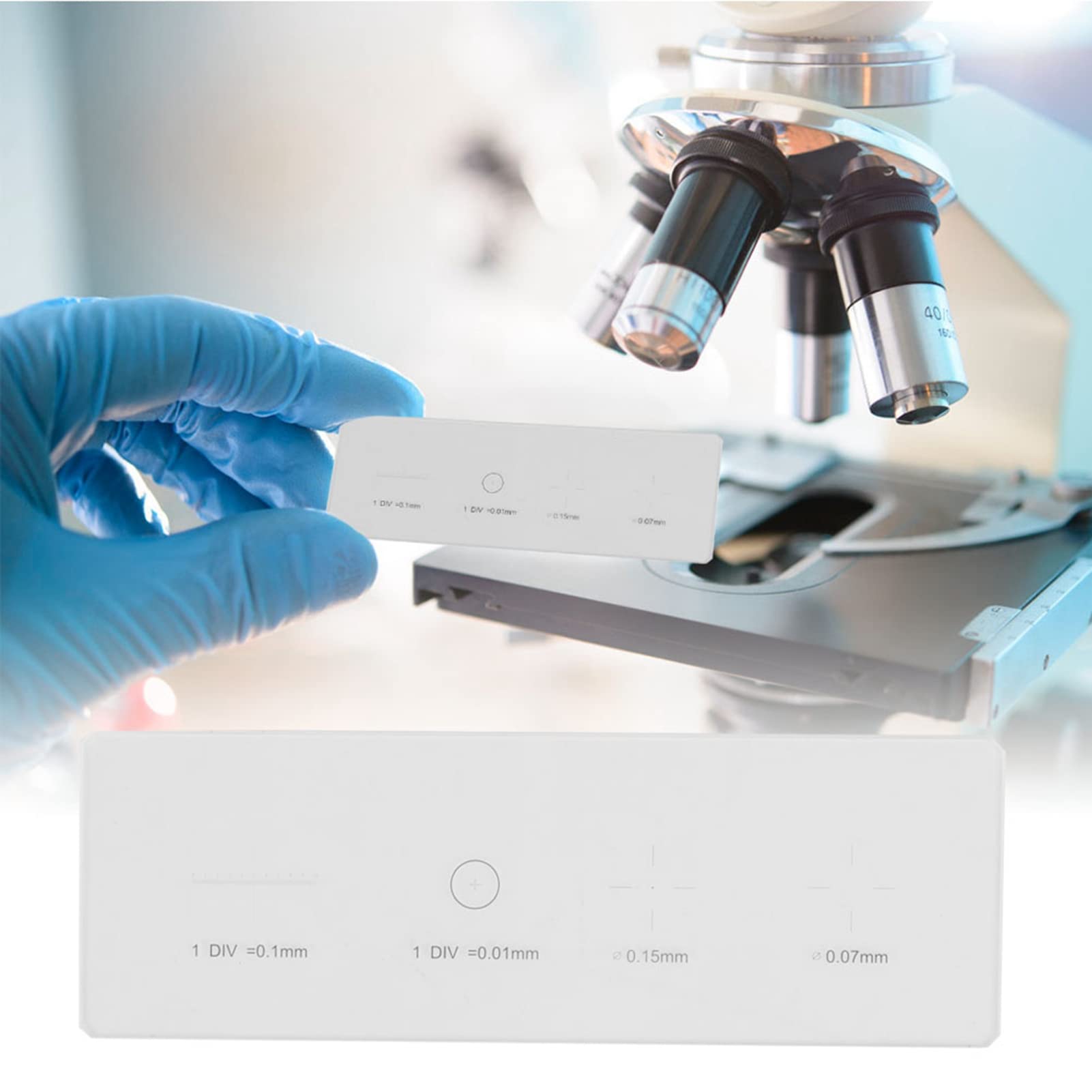 MUNEFE Microscope Micrometer Calibration Ruler - Precision Glass Slide Measuring Tool for Lab & School Teaching | Standard Size for Microscopy, Science Experiments & Educational Use
