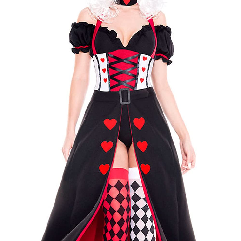 Quenny Halloween Cosplay Red Heart Queen Costume - Alice in Wonderland Queen of Hearts Dress for Women | Perfect for Halloween Parties, Cosplay Events & Themed Photoshoots