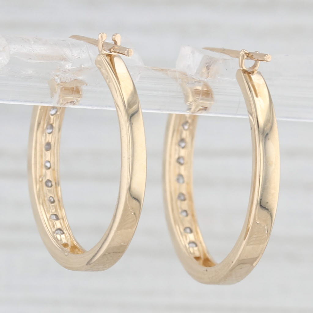 0.25ctw Diamond Hoop Earrings 10k Yellow Gold - Snap Top Round Hoops for Women | Elegant Everyday Jewelry & Special Occasion Gift