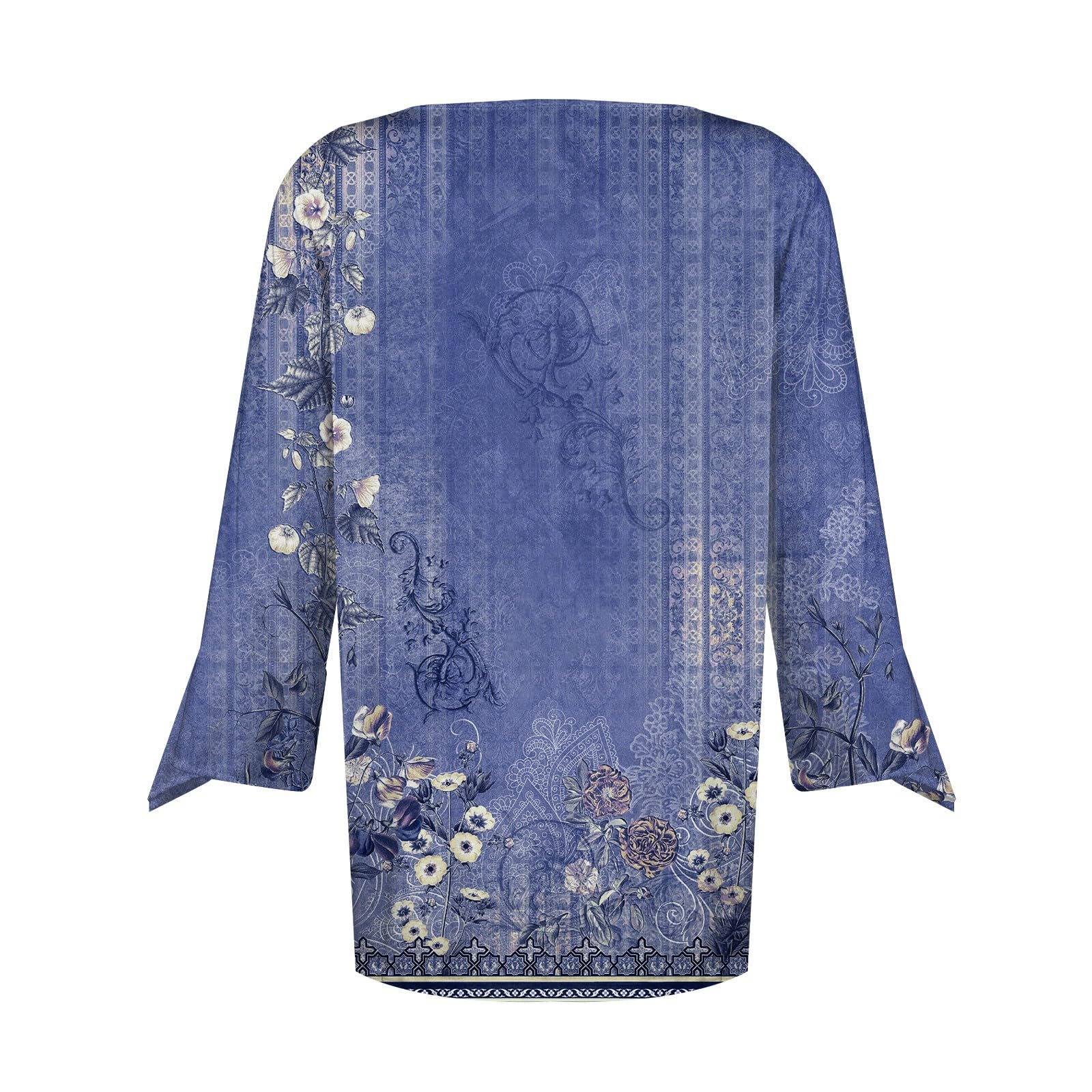 Bohemian Flowy 3/4 Sleeve Women's Tops - Summer & Spring Casual Blouse with Cuff Sleeves (Sizes S-3XL) | Perfect for Beach Outfits, Vacation Wear & Boho Fashion Styles