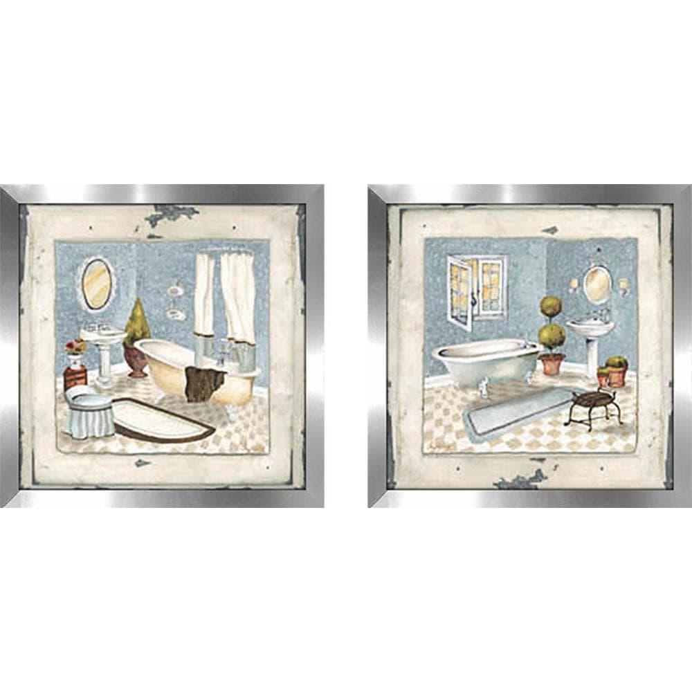 Blue Bathroom Wall Art Set of 2 - Matching Coastal Decor for Bathroom, Beach House & Spa - Perfect for Bathroom Decor, Guest Room & Relaxation Space
