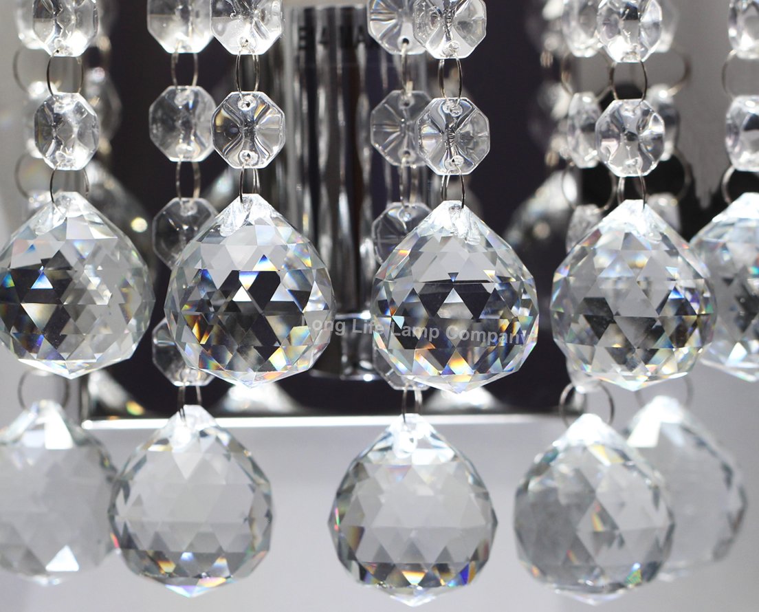 Modern Polished Chrome Crystal Droplet Chandelier - Elegant Candle Wall Light for Dining Room, Bedroom & Living Room Decor - Dimmable LED Lighting Fixture WDW86131CC