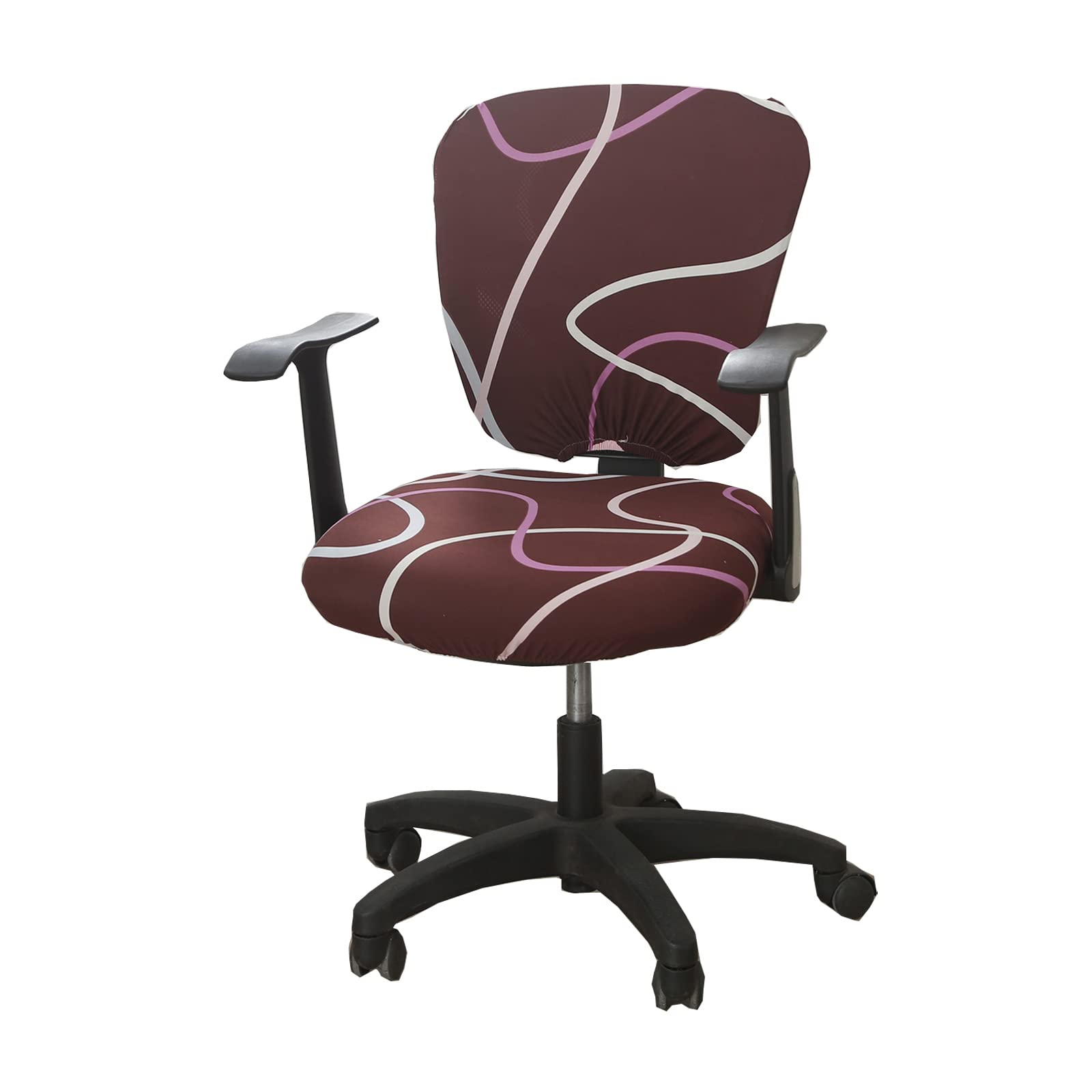 Stretch Printed Office Chair Cover - Universal Spandex Washable Removable Computer Chair Slipcover for Home & Office (Dark Red) - Perfect for Desk Chairs, Gaming Chairs & Conference Room Seating