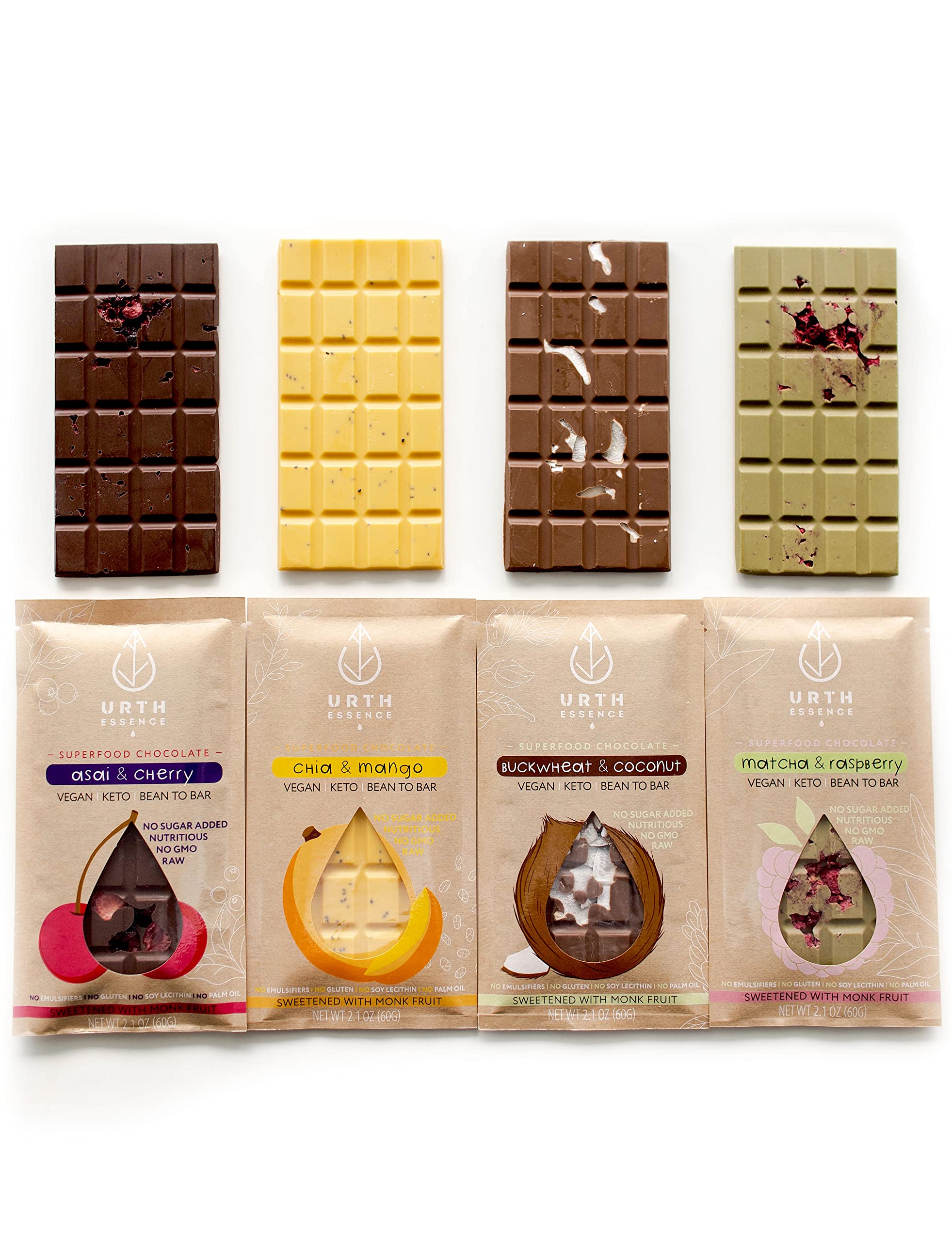 Organic Vegan Chocolate Bars - Sugar Free, Keto Friendly, Dairy Free, Gluten Free | Healthy Dark Chocolate with Acai & Cherry | Perfect for Keto Diet, Vegan Gifts & Gluten-Free Snacking