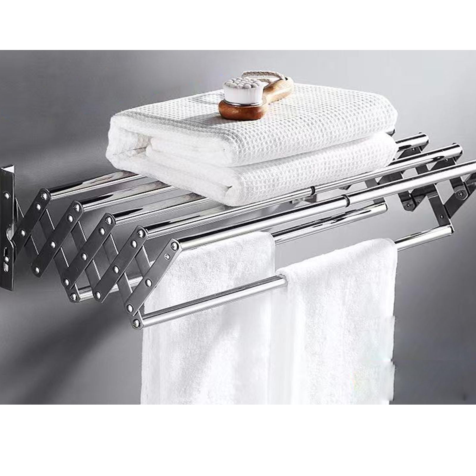 Stainless Steel Wall Mounted Folding Clothes Drying Rack - Retractable Space Saving Laundry Hanger for Small Apartments, Balcony & Bathroom - Perfect for Drying Clothes, Towels & Delicates