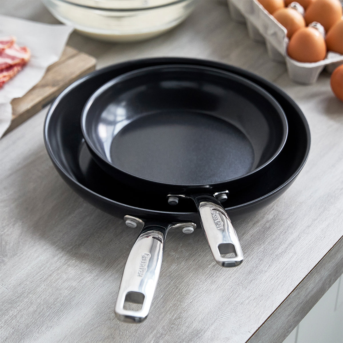Chatham Black Ceramic Nonstick 8-Inch & 10-Inch Frying Pan Set - PFOA-Free Cookware for Healthy Cooking, Perfect for Sautéing, Frying & Omelets