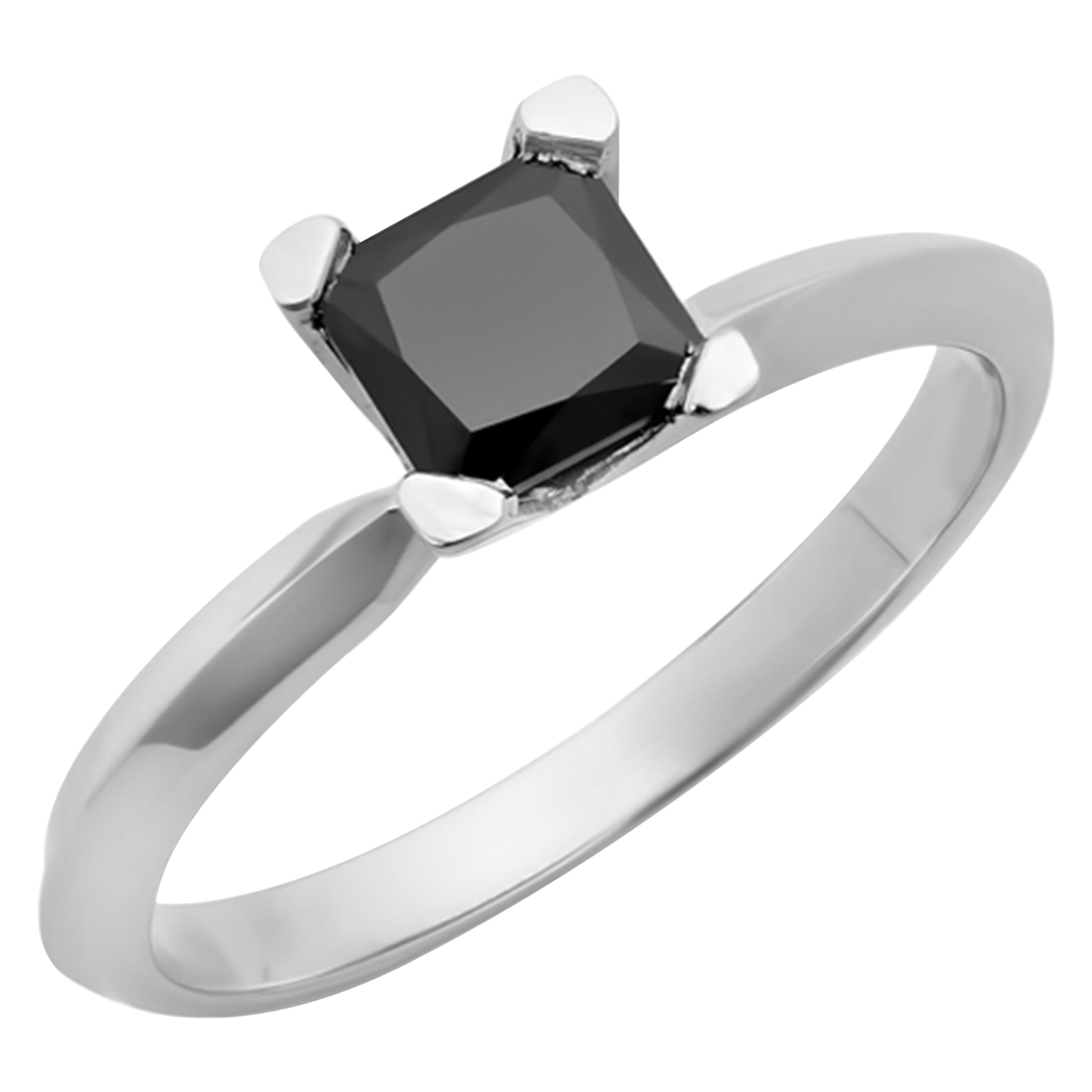 0.25 Carat Princess Cut Black Diamond Engagement Ring for Women - 925 Sterling Silver Solitaire Ring - Dazzlingrock Collection - Perfect for Proposals, Anniversaries & Special Occasions