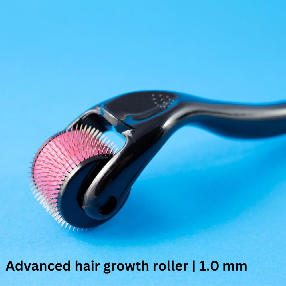 Blushlin Derma Roller 1.0mm for Hair Growth - 540 Titanium Micro Needles | Reduce Hair Loss & Stimulate Follicles | Safe & Effective Hair Regrowth Treatment | Perfect for At-Home Scalp Care & Thinning Hair Solutions