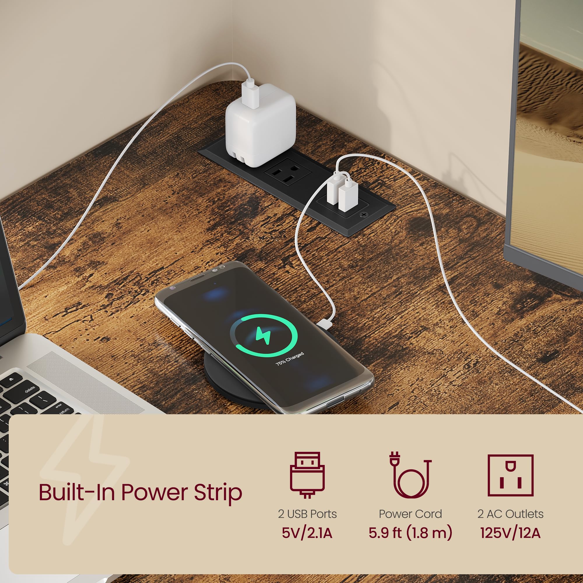 VASAGLE L-Shaped Electric Standing Desk 63