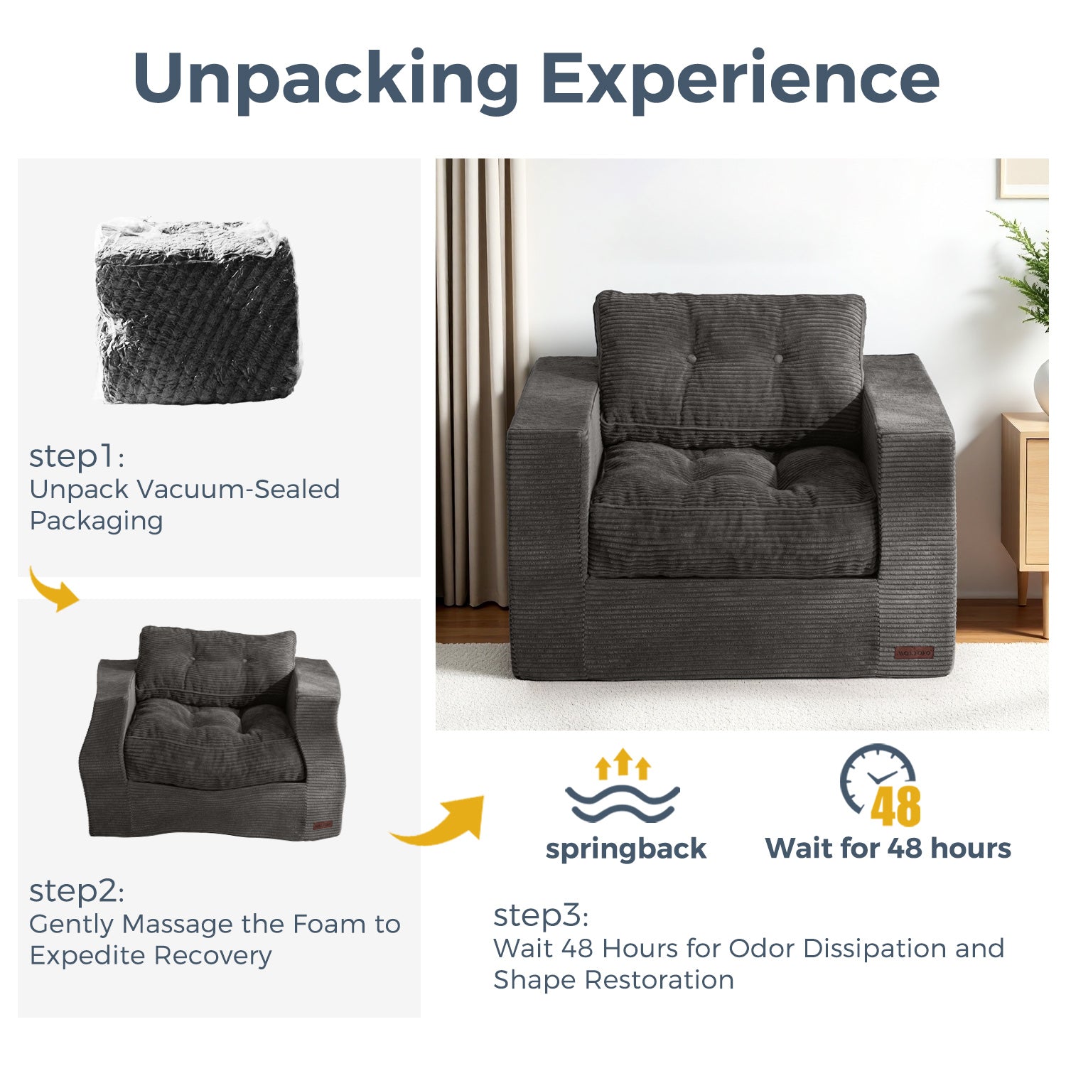 MAXYOYO Large Bean Bag Chair - Dark Grey Oversized Bean Bag Couch for Adults, Kids Bedroom & Living Room Furniture | Perfect for Lounging, Gaming, Movie Nights & Relaxation