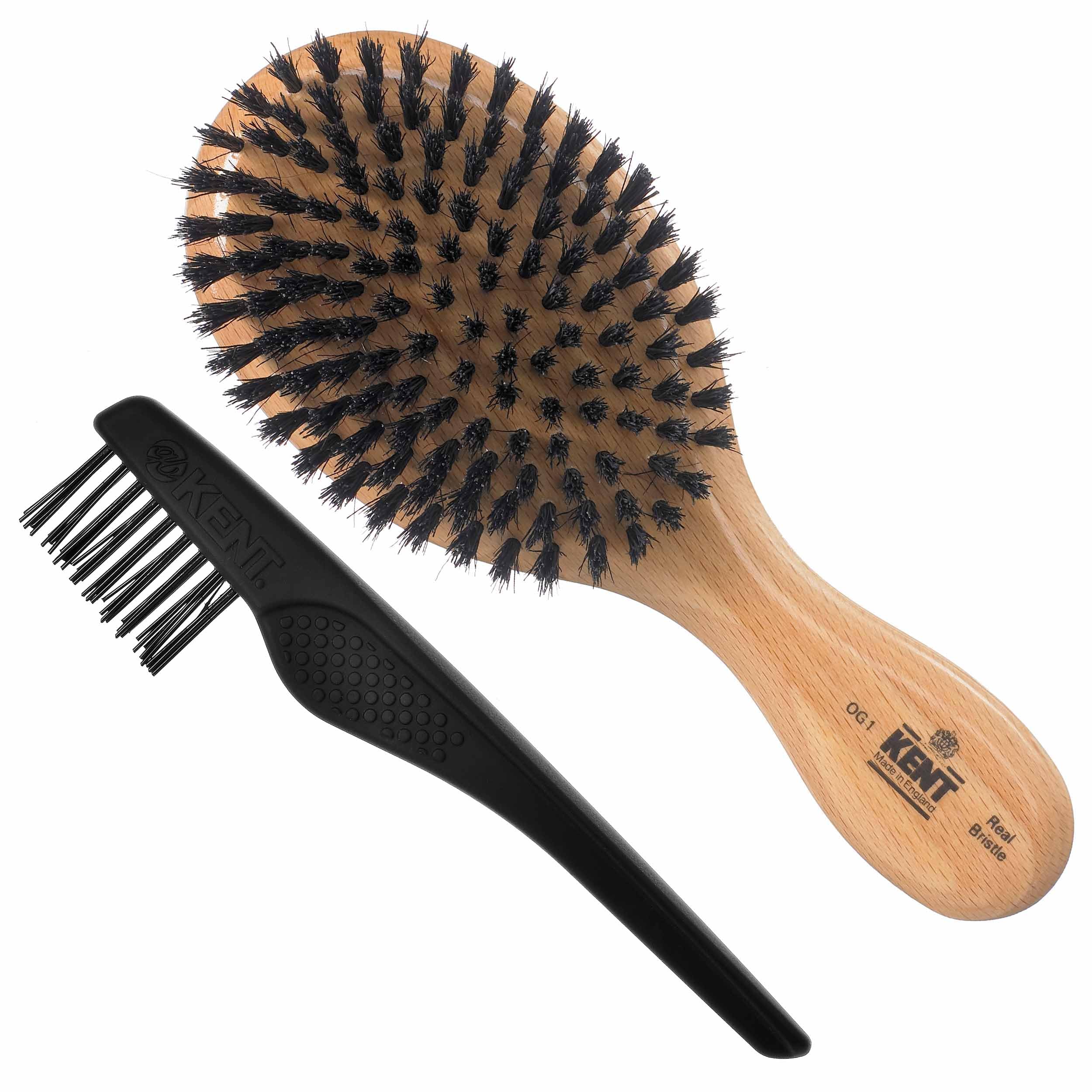 Kent OG1 Boar Bristle Hair & Beard Brush for Men - Grooming & Scalp Care at Home