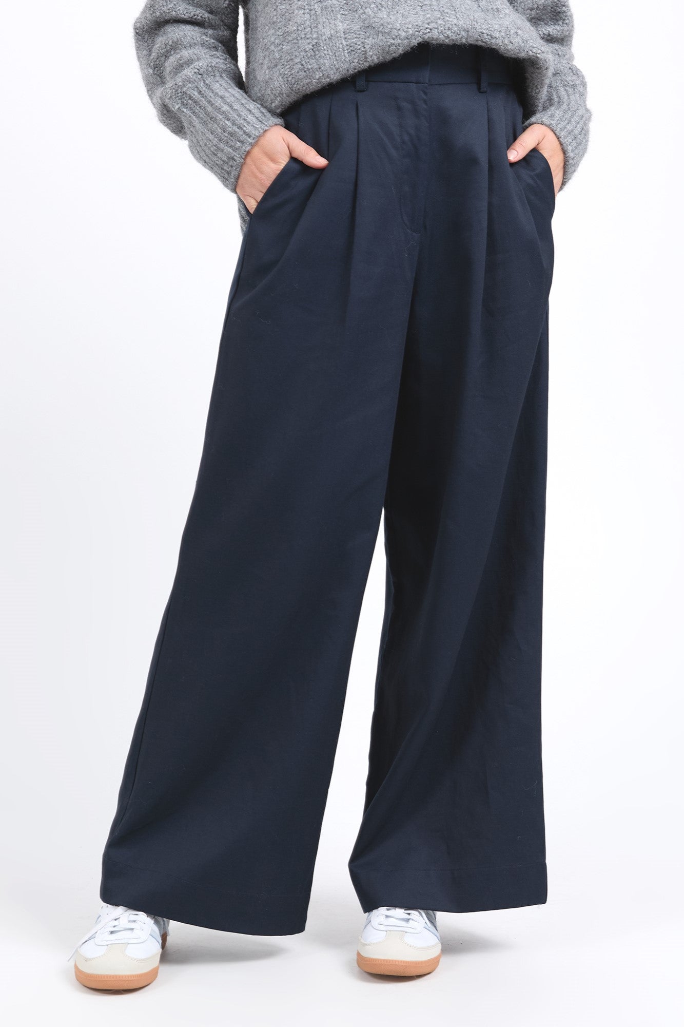Elm Darcy Women's Pants - Dark Sapphire Blue High Waisted Trousers for Work, Office & Casual Wear