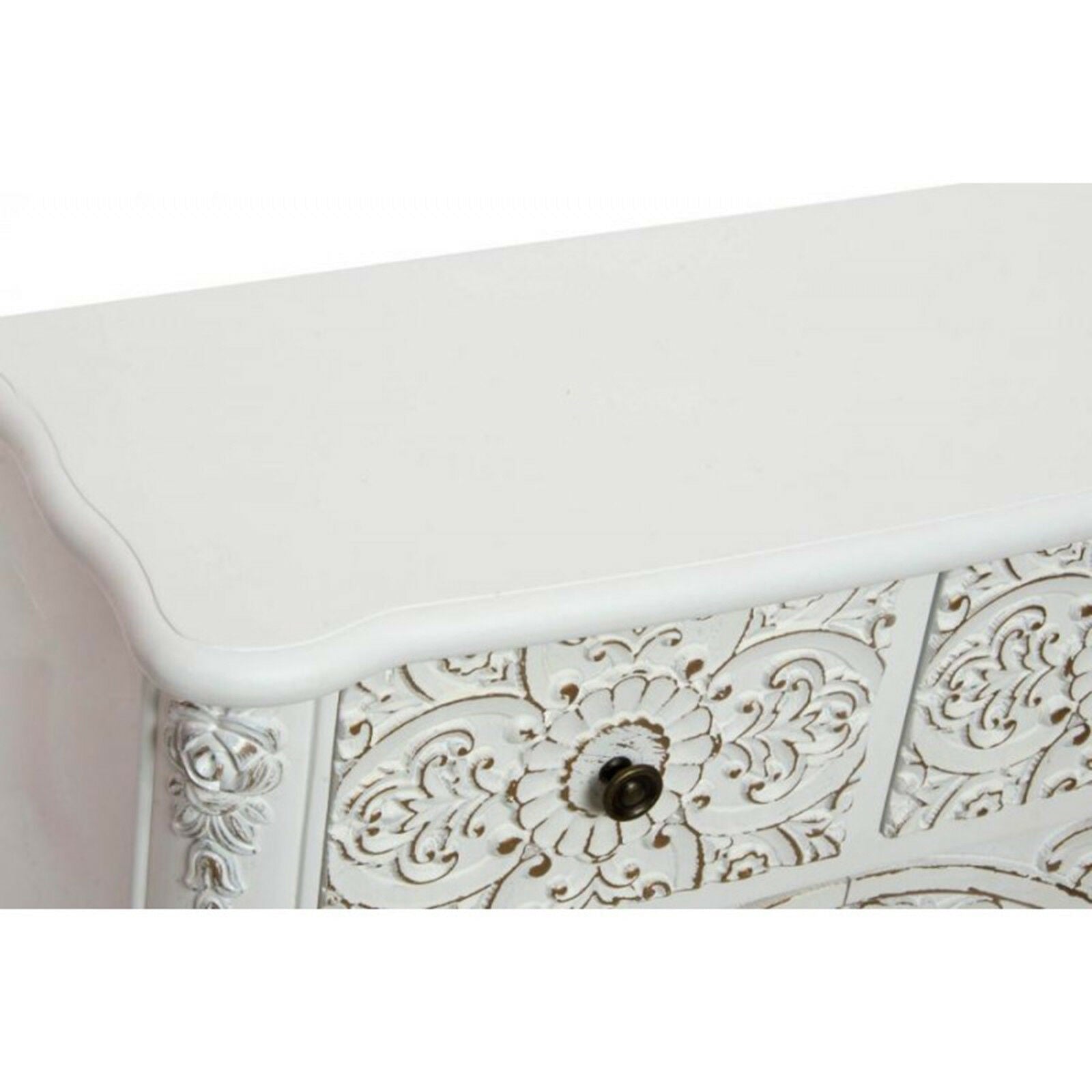 Hand Carved Solid Wood Sideboard - White - Elegant Buffet Cabinet for Dining Room, Living Room & Entryway Storage