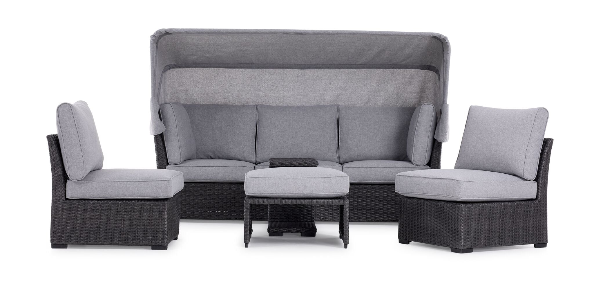 Caprie Outdoor Day Bed - Black & Grey - Perfect for Patio, Garden, or Poolside Relaxation