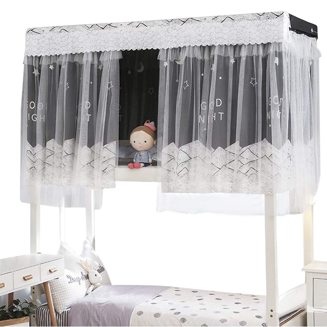 Breathable Dustproof Bed Canopy Curtain - Blackout Mosquito Net for Dorm, Bunk Bed & Single Sleeper | Perfect for Home, Dormitory & Privacy Bedding (Black) - Ideal for Better Sleep, Dust Protection & Mosquito-Free Nights