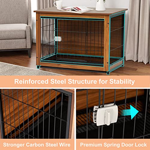 GARVEE 31 Inch Wooden Dog Crate Furniture - Stylish End Table with Removable Tray | Perfect for Living Room, Bedroom & Pet-Friendly Home Decor