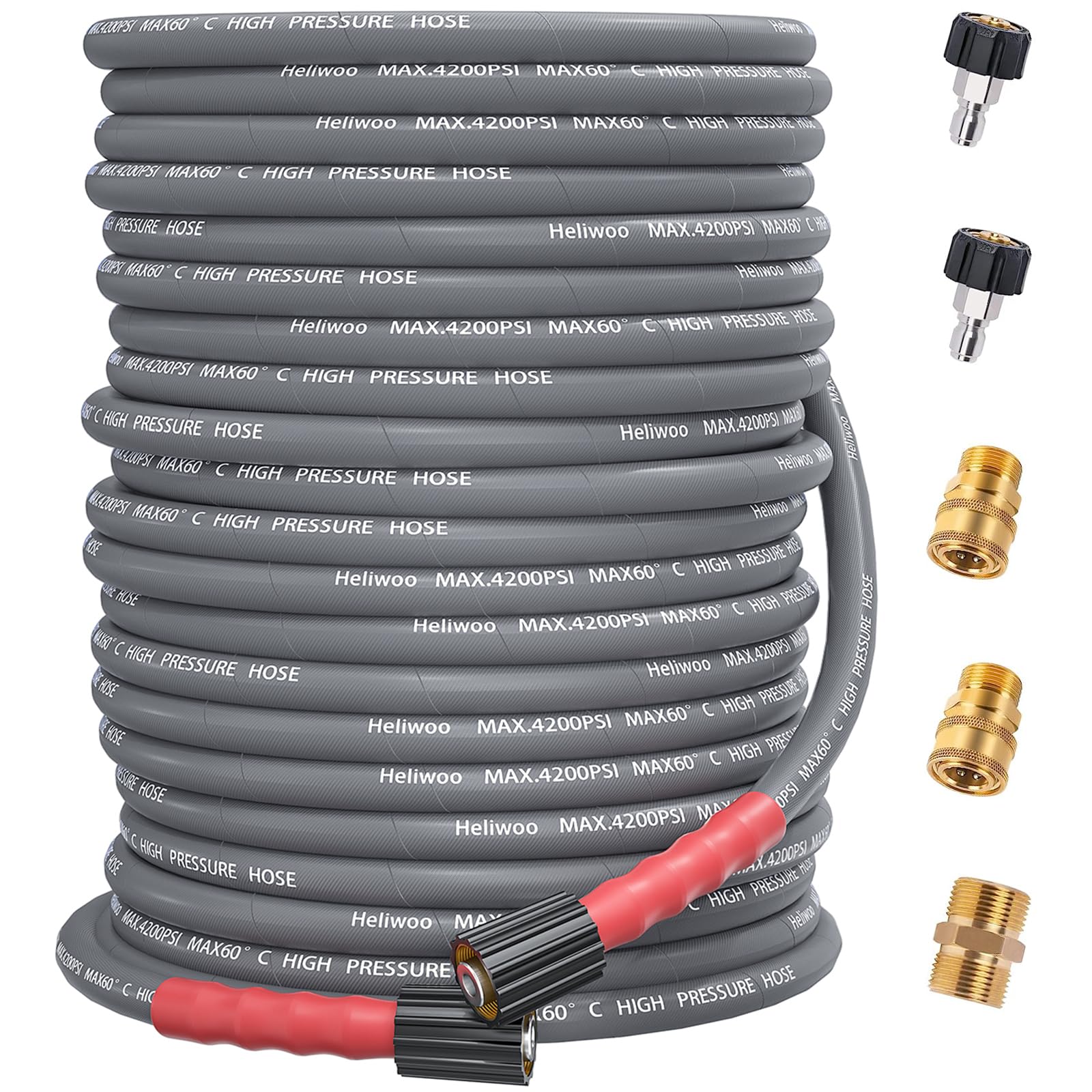 **150ft Pressure Washer Hose 1/4 Inch - Kink Resistant Heavy Duty Extension Hose with M22 14mm Fittings, 4200 PSI High Tensile Wire Braid - Perfect for Car Washing, Deck Cleaning & Home Maintenance**