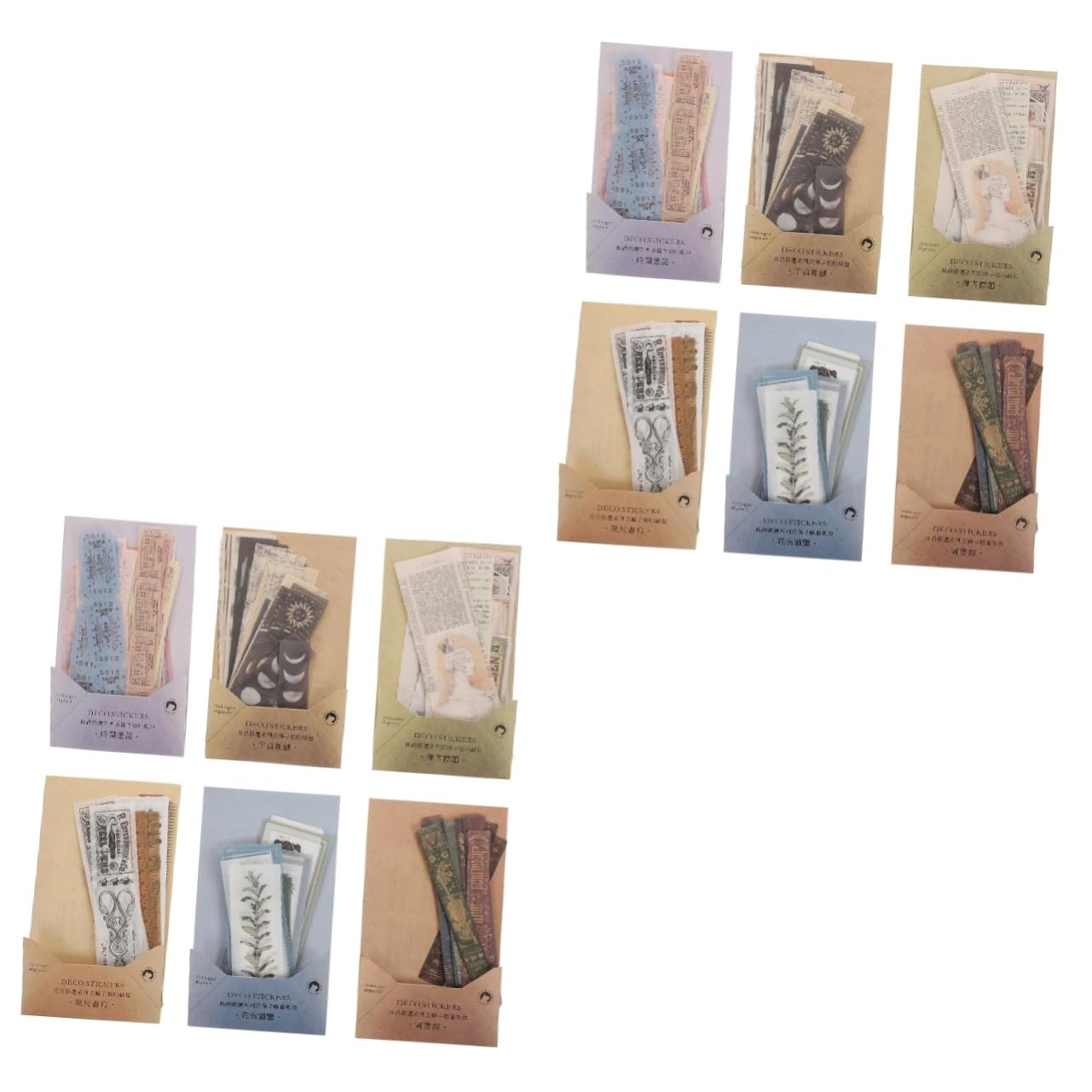 NUOBESTY 12pcs Washi Stickers for Scrapbooking DIY - Japanese Paper Decor (Journaling, Gift Wrapping)