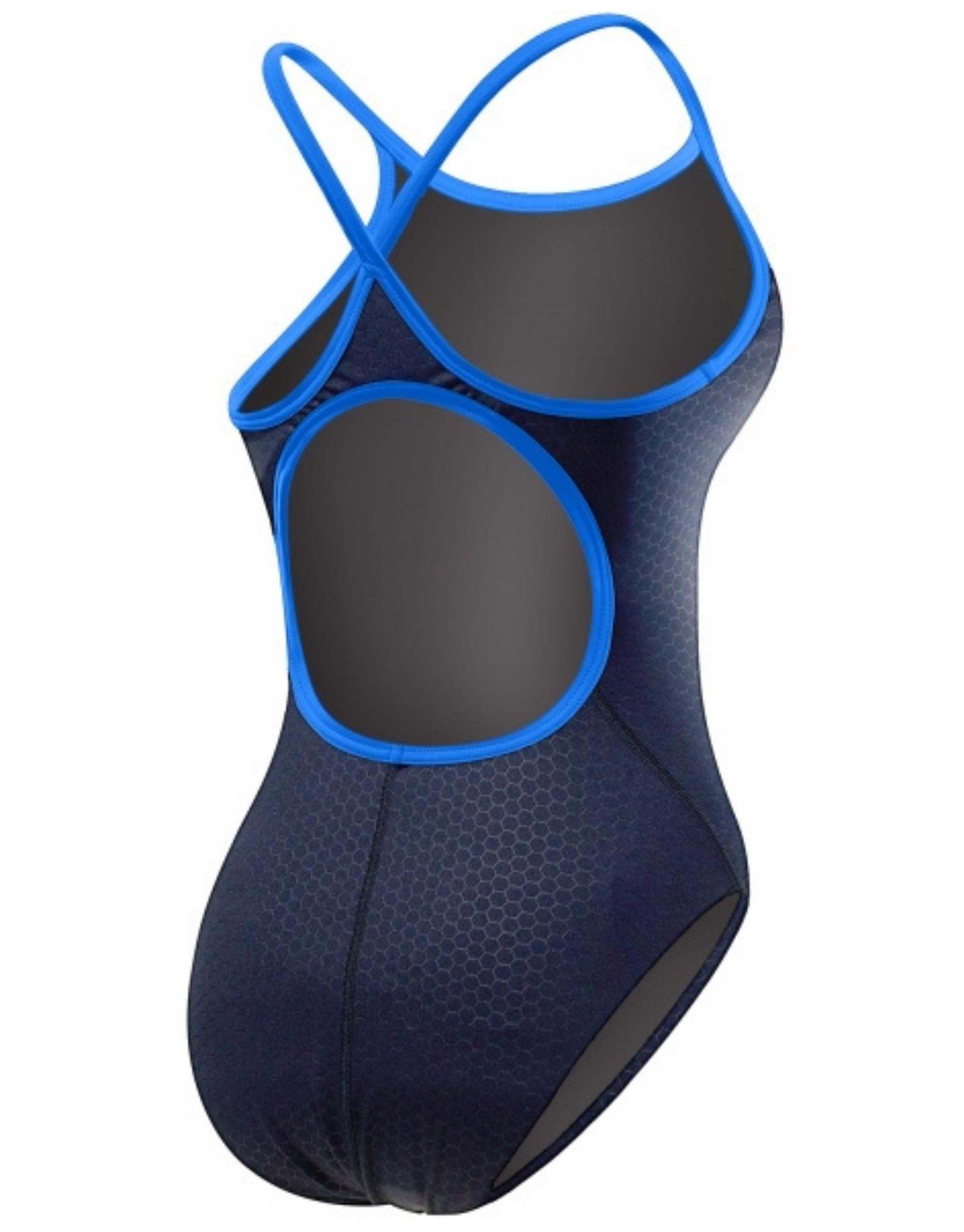 HEXA Durafast Elite Diamondfit Girls' Swimsuit - Black & Blue - Perfect for Beach, Pool & Summer Water Activities