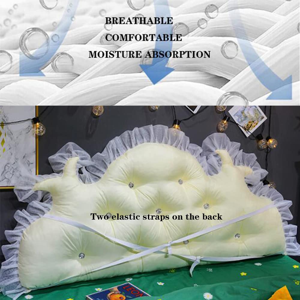Adjustable Headboard Pillow - Reading & Back Support Wedge Cushion for Daybeds, Bedside & Lumbar Support - Removable White Cover (78.7