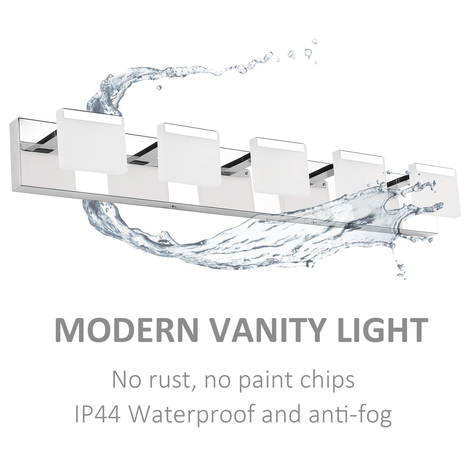 Ralbay 5-Light LED Modern Bathroom Vanity Light Fixture - Acrylic & Stainless Steel Wall Sconce for Bathroom Mirror Lighting - Perfect for Home, Hotel, and Spa Decor