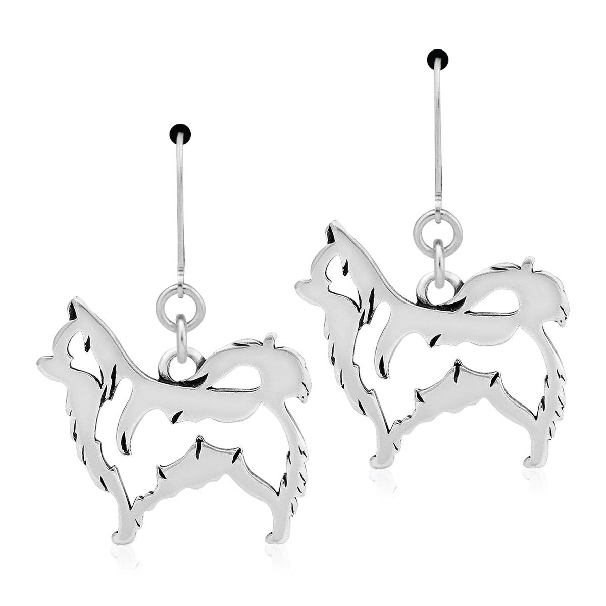 Sterling Silver Chihuahua Dog Earrings - Long Hair Chihuahua Jewelry for Women - Perfect for Casual Wear, Gifts & Dog Lover Accessories