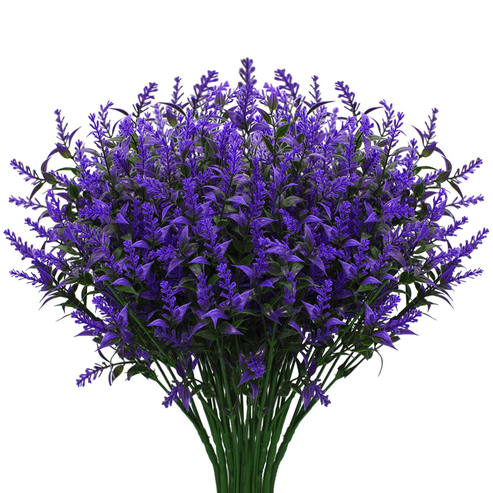 UV Resistant Artificial Lavender Flowers - Fake Outdoor Plants Plastic Shrubs for Hanging Flower Pots - Indoor/Outside Window Decorations (Purple) - Perfect for Home, Office, Garden & Wedding Decor