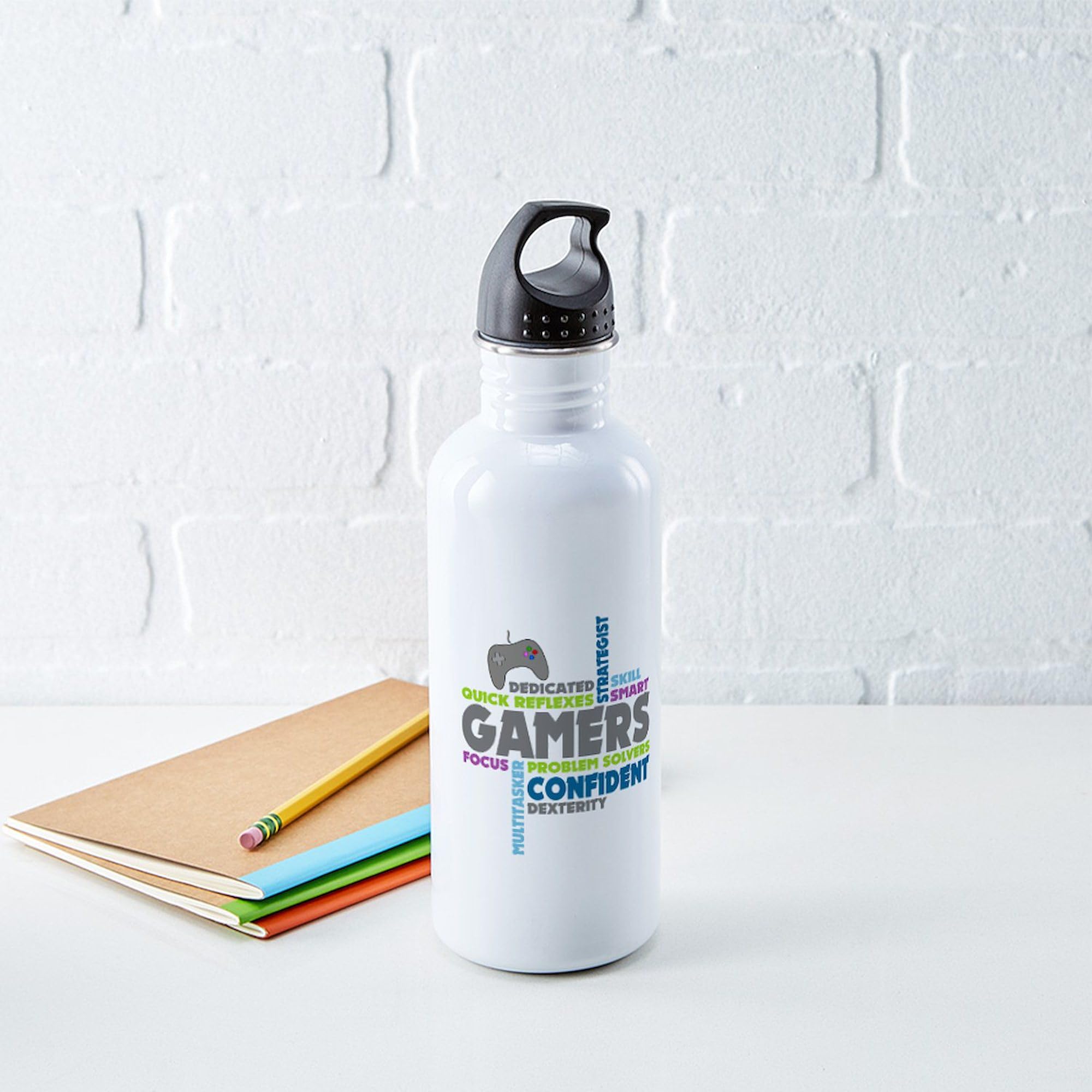 CafePress Gamers 1.0L Stainless Steel Water Bottle - 34 oz Insulated Thermos for Gaming, Workouts, and Outdoor Adventures