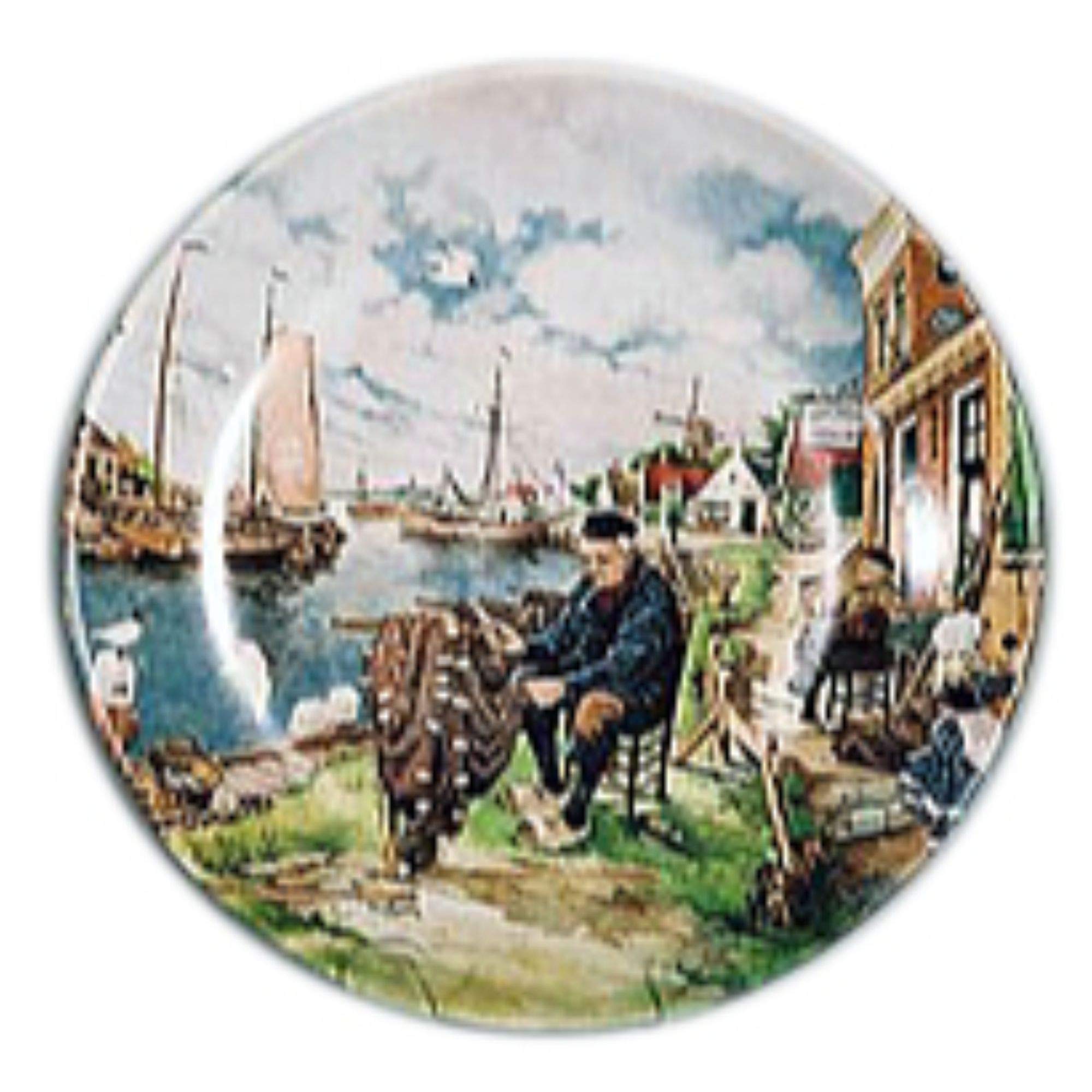 Dutch Fisherman Scene Ceramic Plate - 7