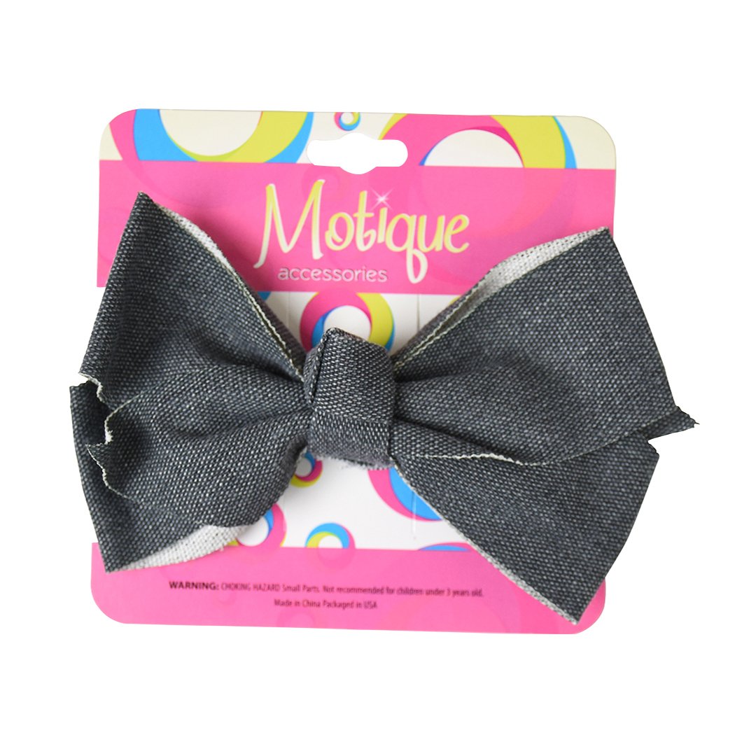 Black Denim Small Bow Jeans for Girls - Stylish Denim Fabric Perfect for School, Playdates, and Casual Outings