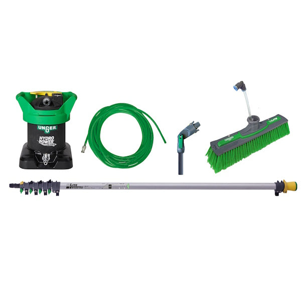 Unger HydroPower Ultra Water Fed Window Cleaning Kit with 6m Pole – Professional Window Washing System for Home & Commercial Use – Perfect for High-Rise Buildings and Hard-to-Reach Windows