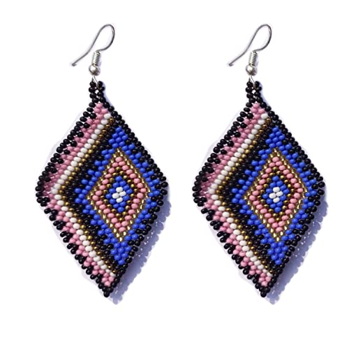 Boho Native Handmade Seed Bead Tassel Earrings for Women - Long Beaded Dangle Drop Fringe Statement Earrings, Perfect for Festivals, Parties and Boho Fashion Accessories | craftsCorner-Eva4