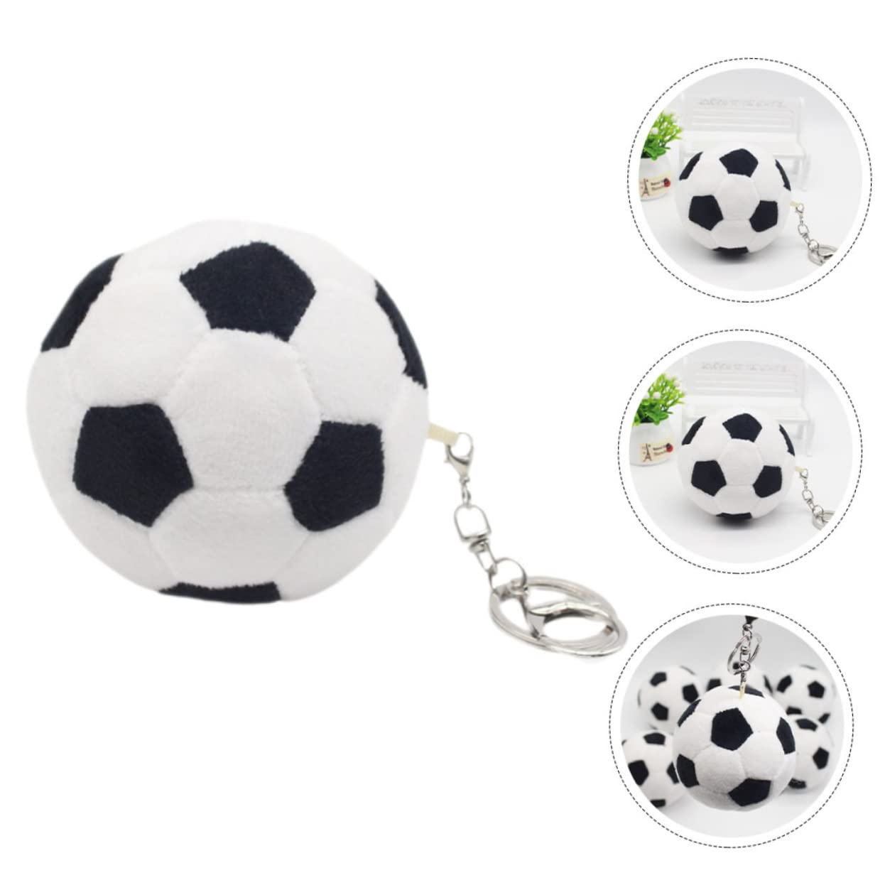 Soft Plush Soccer Ball Keychain Set - 3 Pack Fluffy Stuffed Keyrings for Women | Cute Bag Charm & Home Decor | Perfect for Sports Fans, Gifts & Key Organization