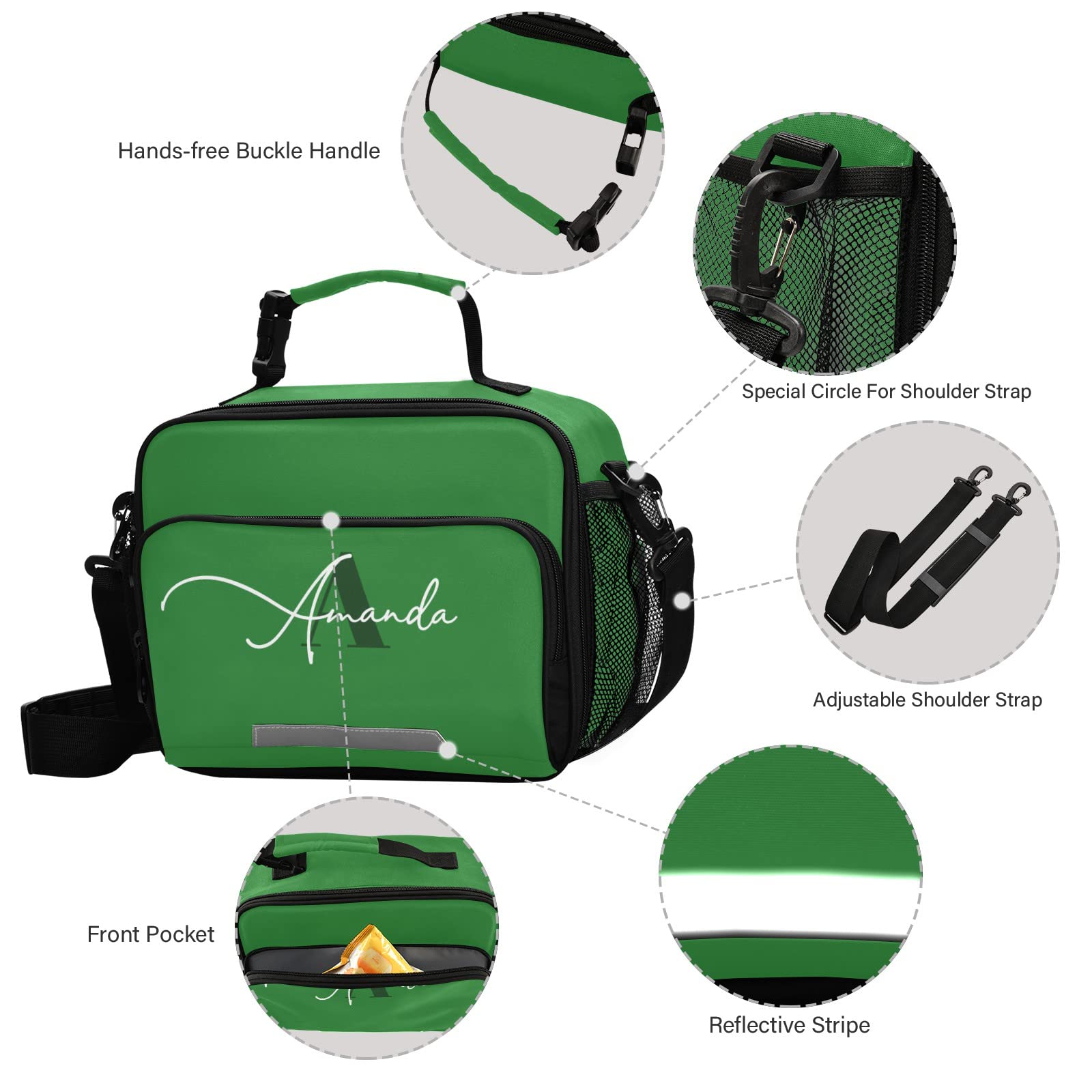Eco-Friendly Insulated Lunch Bag with Adjustable Shoulder Strap - Lightweight Thermal Lunch Box for Women, Students, Office & School - Perfect for Work, Picnic, Hiking and Outdoor Activities