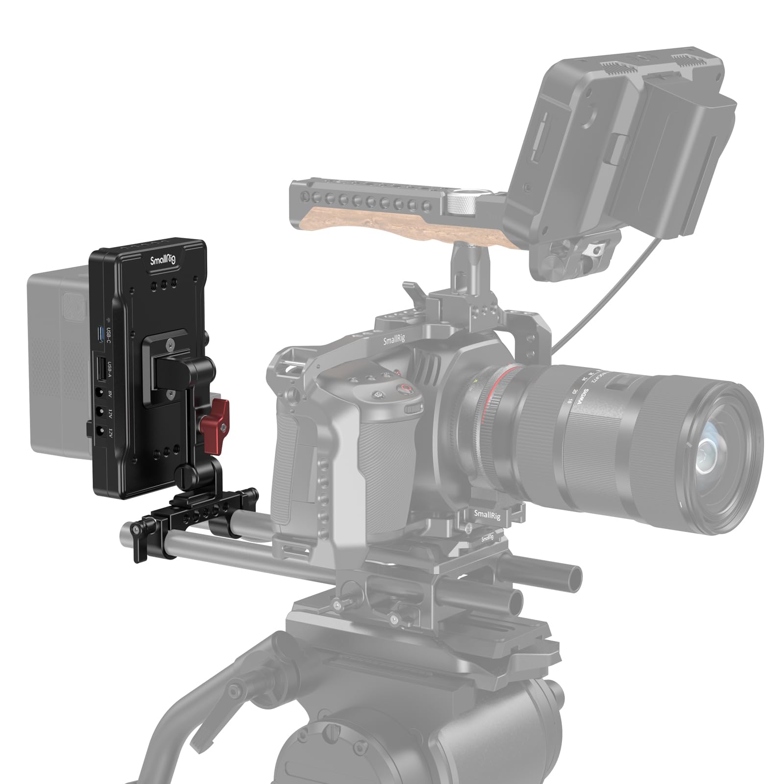 SmallRig V Mount Battery Adapter Plate with PD 65W USB-C Fast Charger, QC Protocol USB-A, D-TAP, 8V & 12V DC Output - Compatible with Sony Canon DSLR Cameras & Camcorders - Perfect for Professional Video Shooting, Live Streaming & On-Location Power Supply