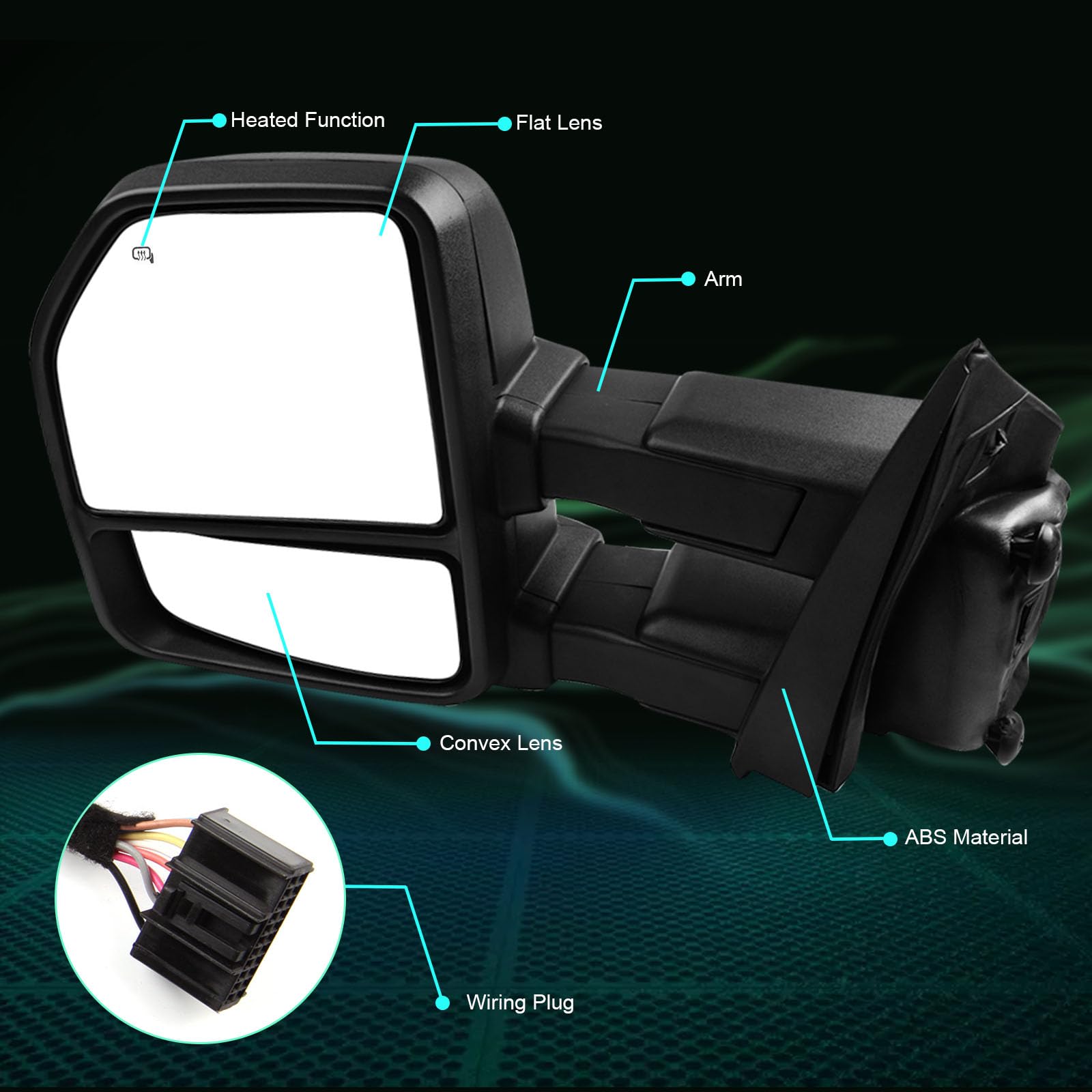 SCITOO Chrome Power-Adjusted Heated Towing Mirrors with Turn Signal & Puddle Light - Compatible with 2015-2017 Ford F150 Pickup Truck (Pair LH/RH) - Perfect for Towing, Off-Roading & Night Driving