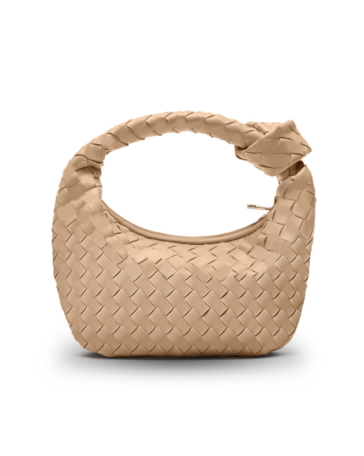 Stylish Woven Handbag for Women - Vegan Leather Hobo Purse with Knotted Top Handle - Fashionable Small Shoulder Bag & Clutch for Everyday Use, Work, and Evening Events