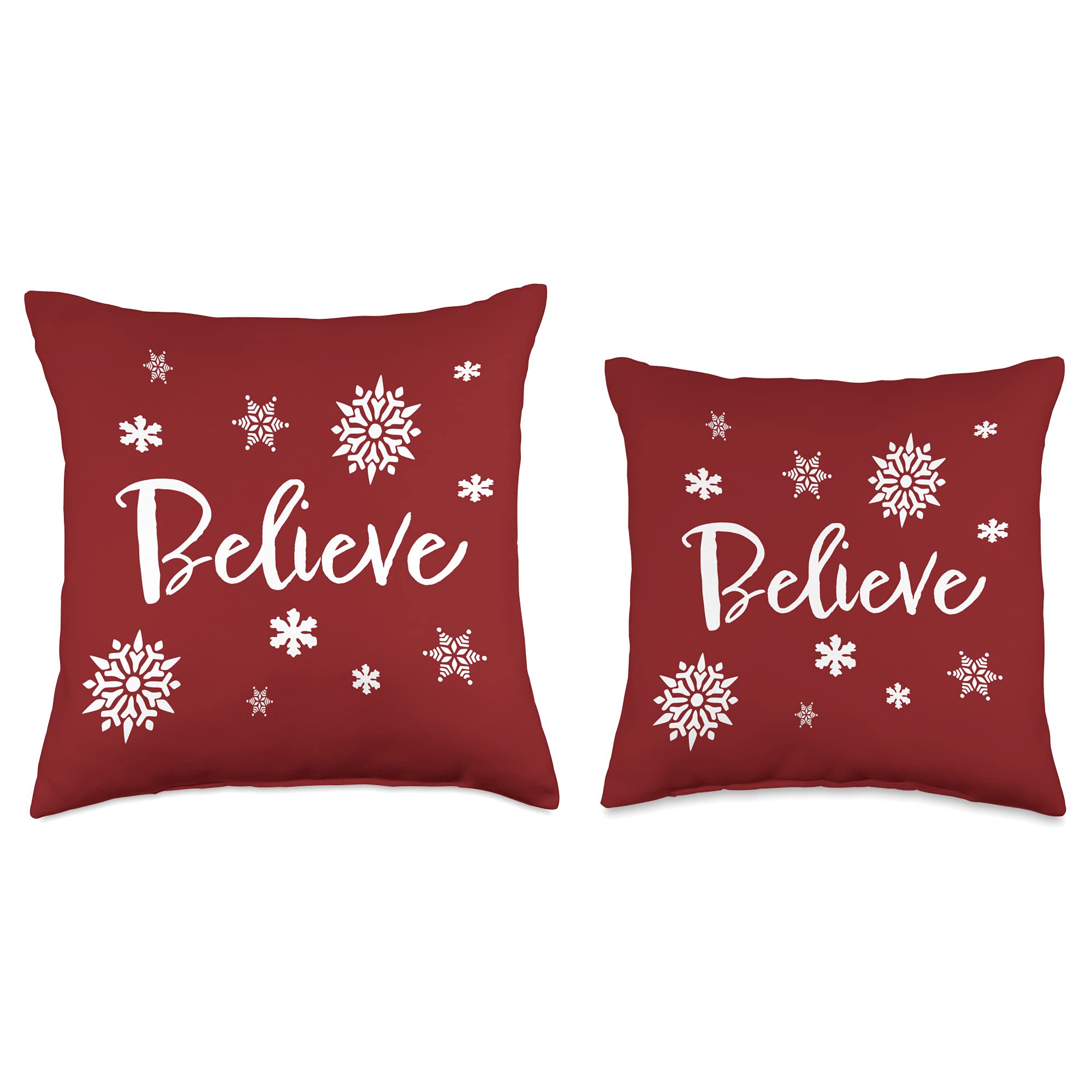 Believe Christmas Cute Throw Pillow - Soft Holiday Decor for Bedroom, Living Room & Fall Home Decorations - Perfect for Cozy Winter Nights and Festive Seasonal Styling