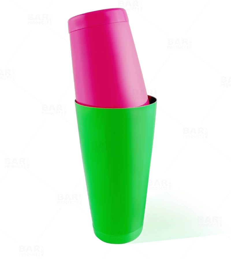 BarConic® Professional Cocktail Shaker Set - 28oz & 18oz Weighted Stainless Steel Tins with Leak-Proof Lid - Neon Green & Pink for Bartenders, Home Mixology - Perfect for Parties, Bars & Cocktail Making