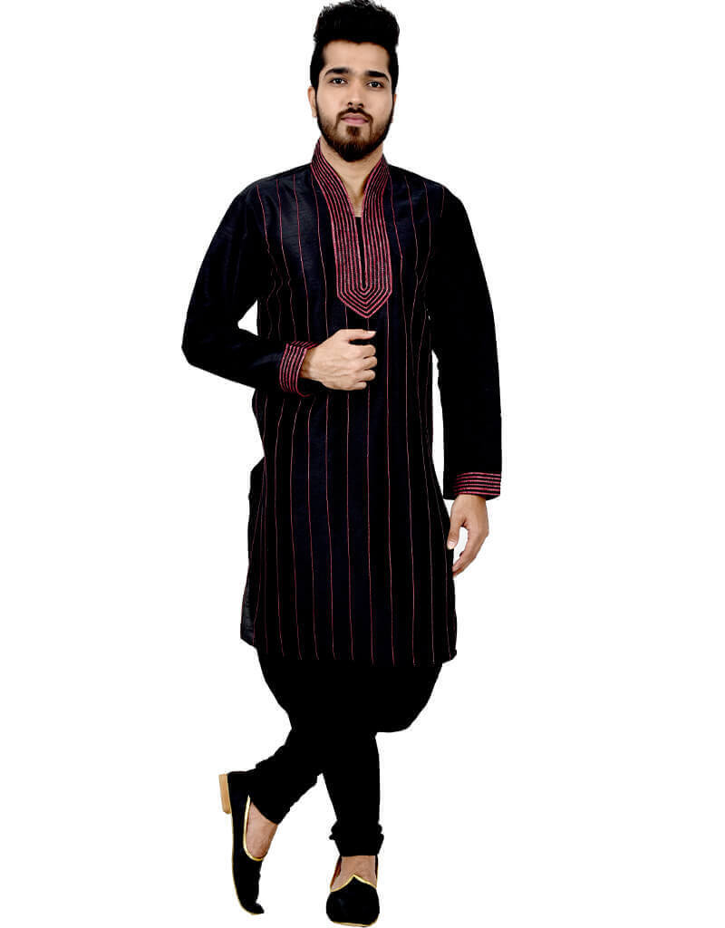 Elegant Black Kurta with Art Silk Chudidaar - Traditional Indian Ethnic Wear for Women - Perfect for Festivals, Weddings & Special Occasions