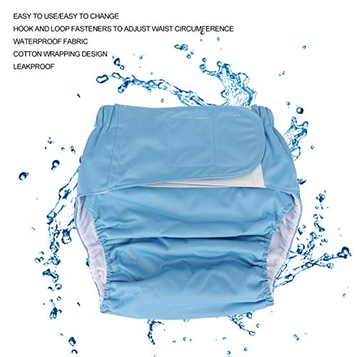 Waterproof Washable Reusable Adult Cloth Diapers for Elderly & Incontinence - Comfortable Pocket Nappies in Blue - Perfect for Swimming, Travel & Nighttime Protection