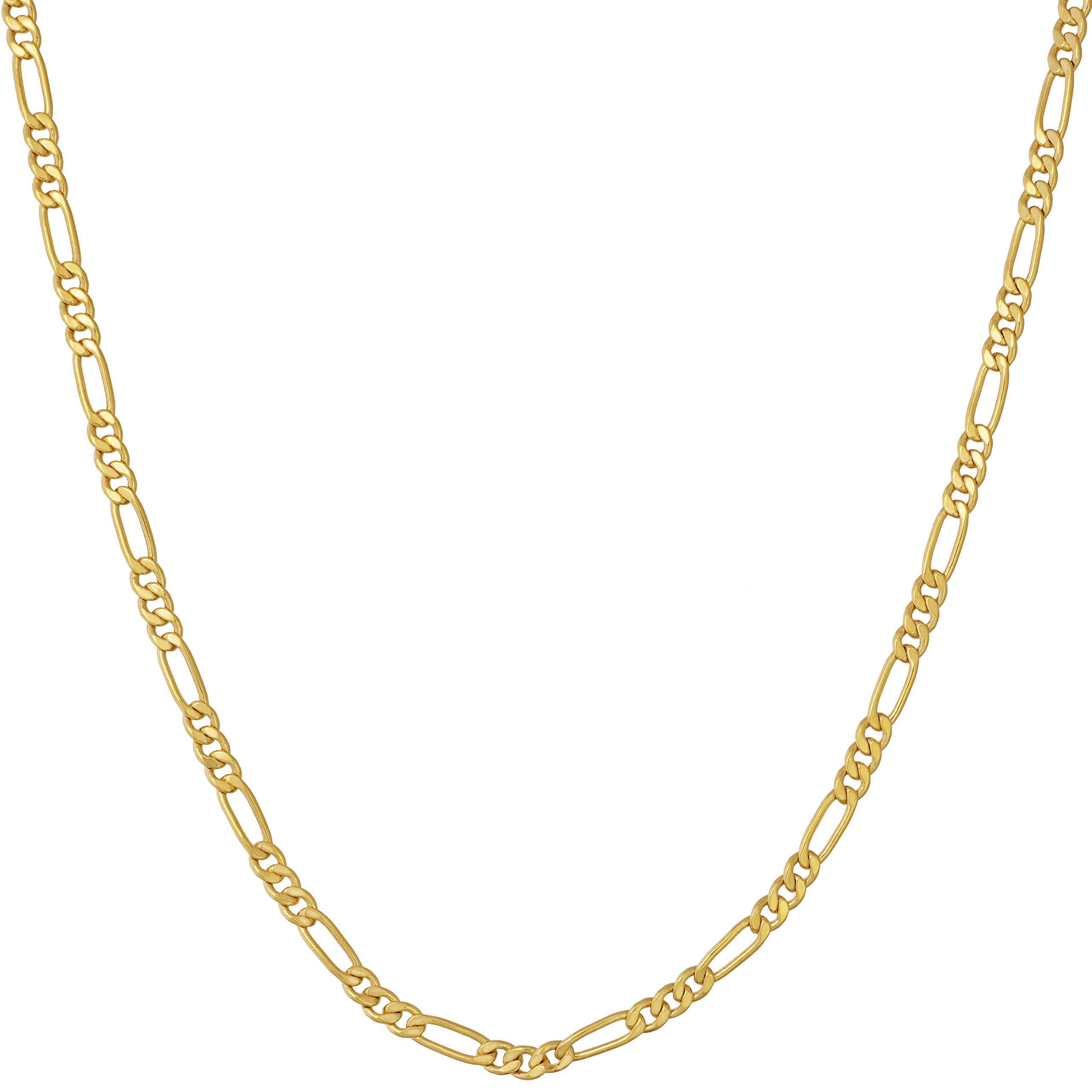 24K Gold Figaro Chain Necklace for Women - 16-30 Inches, Elegant & Durable Jewelry for Daily Wear