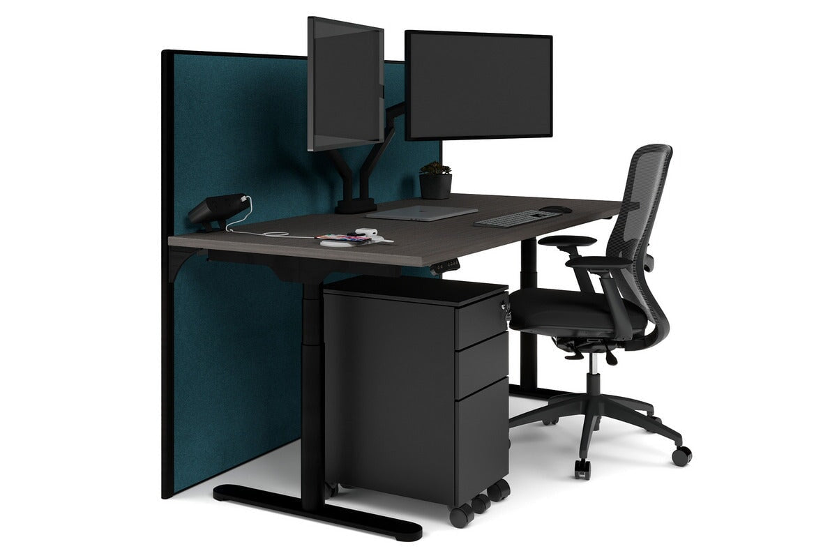 Flexi Premium Height Adjustable Single Workstation Desk - 1600L x 800W with Cable Management Scallop | Ergonomic Standing Desk for Home Office & Workspace