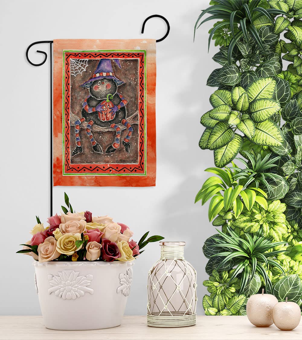 Spider Pumpkin Halloween Garden Flag - Fall Decor for Outdoors